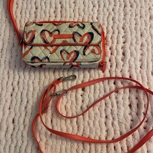 Vera Bradley Heart Crossbody Bag in Cream and Orange